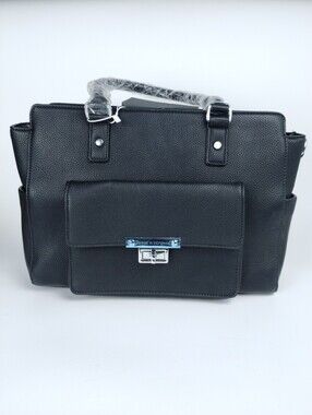 Damsel in Defense Black‎ Pebbled Vegan Leather Concealed Carry Satchel Handbag
